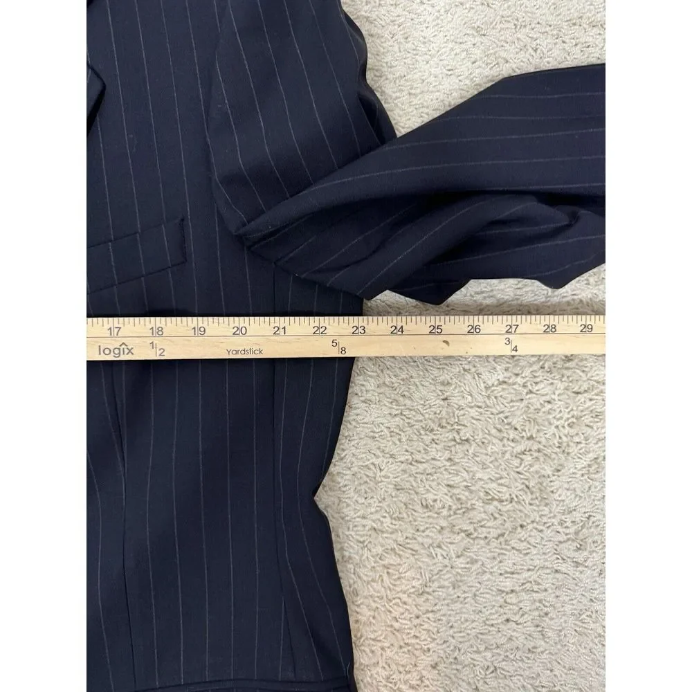 Brooks Brothers Brooksease 44L Navy Pinstripe Wool Blazer‎ Sport Coat Jacket